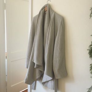 Lands End Grey Tie Waist Wool Coat